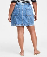 On 34th Trendy Plus Denim Utility Mini Skirt, Exclusively at Macy's