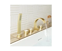 Casainc 3 Handles Deck Mounted Bathroom Tub Faucet Trim with Handshower