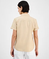 Nautica Jeans Women's Linen-Blend Camp Shirt