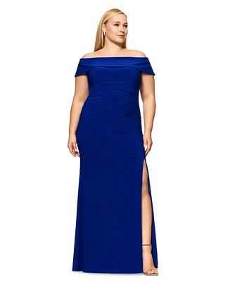 Xscape Plus Off-The-Shoulder Jersey Gown