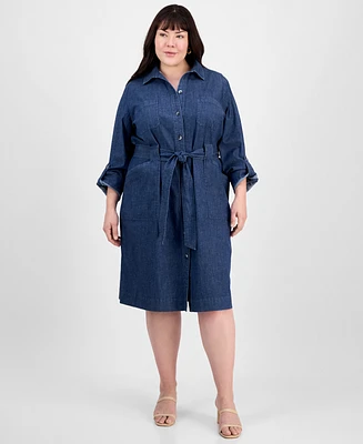 Jones New York Plus Denim Shirtdress