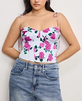 Good American Women's Printed Satin Bustier Top