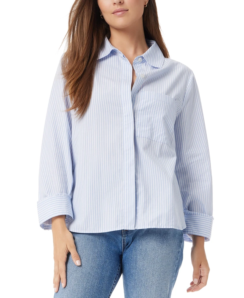 Sam Edelman Women's Dorey Striped Cotton Button-Front Shirt - Blue Heron