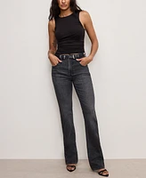 Good American Women's Crewneck Ruched-Front Stretch Top