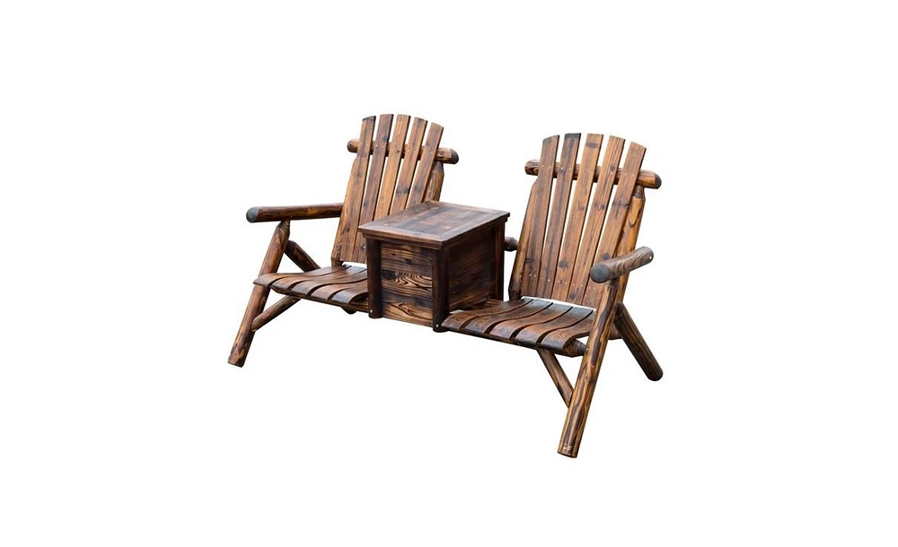 Wooden Chair Loveseat with Inset Ice Bucket Garden chairs/courtyard chairs