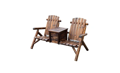 Wooden Chair Loveseat with Inset Ice Bucket Garden chairs/courtyard chairs