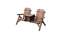 Wooden Chair Loveseat with Inset Ice Bucket Garden chairs/courtyard chairs