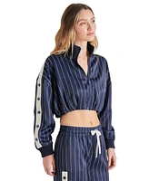 Steve Madden Women's Beckham Cropped Striped Zipper Jacket