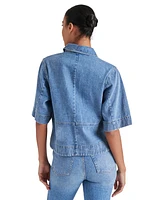 Steve Madden Women's Eliana Short-Sleeve Denim Shirt