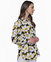 Karl Lagerfeld Paris Women's Printed Oversized Button-Front Top