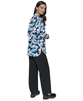 Karl Lagerfeld Paris Women's Printed Oversized Button-Front Top