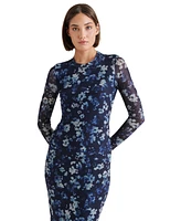 Steve Madden Women's Hailee Floral-Print Long-Sleeve Midi Dress