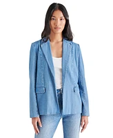 Steve Madden Women's Payton Denim Open-Front Boyfriend Blazer