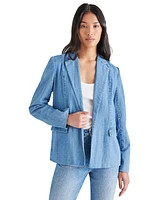 Steve Madden Women's Payton Denim Open-Front Boyfriend Blazer