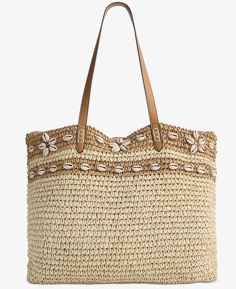 Style & Co Extra-Large Shell Straw Tote, Exclusively at Macy's