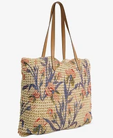 Style & Co Extra-Large Printed Straw Floral Tote, Exclusively at Macy's