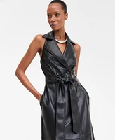 I.n.c. International Concepts Women's Tie-Waist Notch-Collar Trench Dress, Exclusively at Macy's