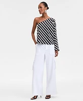 I.n.c. International Concepts Women's Stripe One-Shoulder Top, Exclusively at Macy's