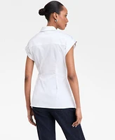 I.n.c. International Concepts Women's Twist-Front Tie-Waist Shirt, Exclusively at Macy's