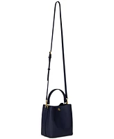 Lauren Ralph Crosshatch Leather Mini Reese Bucket Bag