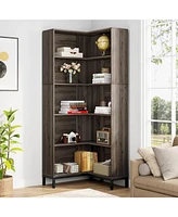 Tribesigns 71 inches Corner Bookcase, 6-Tiers L-Shaped Bookshelf, Industrial Etagere Tall Storage Display Rack, Wooden Large Freestanding Bookshelves