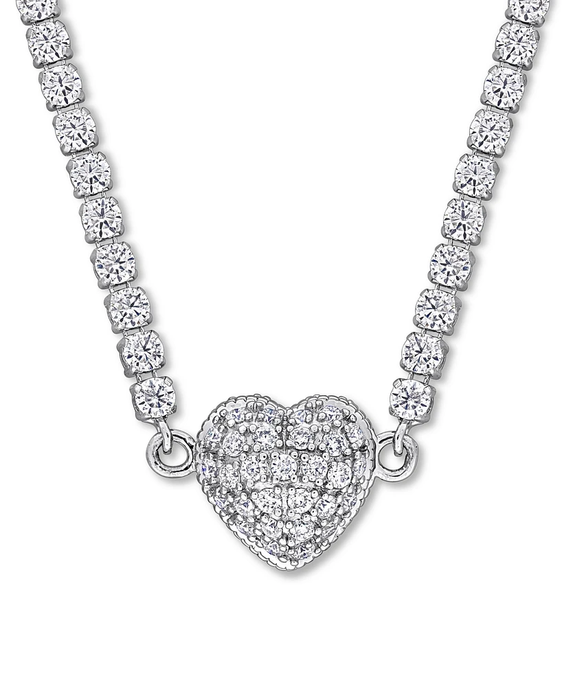 Macy's Moissanite Heart Pendant 17" Necklace (10-5/8 ct. t.w.) in Sterling Silver