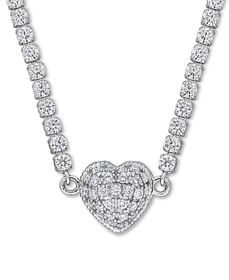 Macy's Moissanite Heart Pendant 17" Necklace (10-5/8 ct. t.w.) in Sterling Silver
