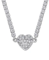 Macy's Moissanite Heart Pendant 17" Necklace (10-5/8 ct. t.w.) in Sterling Silver