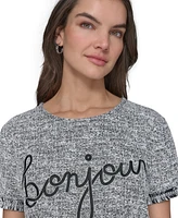 Karl Lagerfeld Paris Women's Bonjour Fringe-Trim Tee