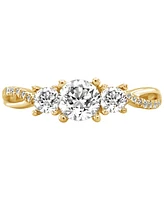 Diamond Three Stone Twist Shank Ring (1 ct. t.w.) in 14k Gold