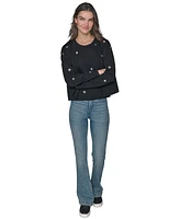 Karl Lagerfeld Paris Women's Floral-Rhinestone Cardigan