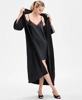 I.n.c. International Concepts Women's Lace-Trim Satin Robe, Exclusively at Macy's