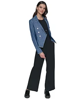 Karl Lagerfeld Paris Women's Double-Breasted Denim Jacket