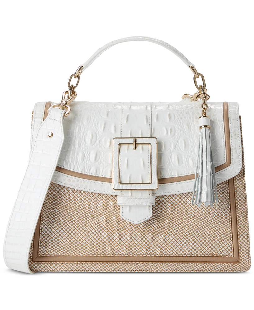 Brahmin Hallie Sea Salt White Colada Leather Satchel