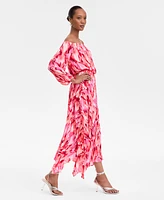 I.n.c. International Concepts Women's Printed Pleated Off-The-Shoulder Maxi Dress, Exclusively at Macy's