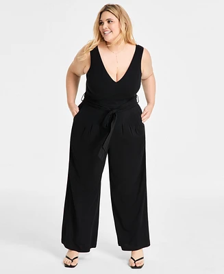 Bar Iii Plus Sleeveless Wide-Leg Jumpsuit, Exclusively at Macy's