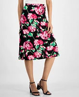 Kasper Women's Floral Flared Pull-On Midi Skirt