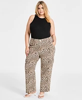 Bar Iii Trendy Plus High-Rise Cheetah-Print Jeans, Exclusively at Macy's
