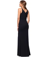 Xscape Women's Plunge-Neck Sleeveless Scuba Gown