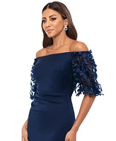 Xscape Women's Off-The-Shoulder Pleated-Waist Gown