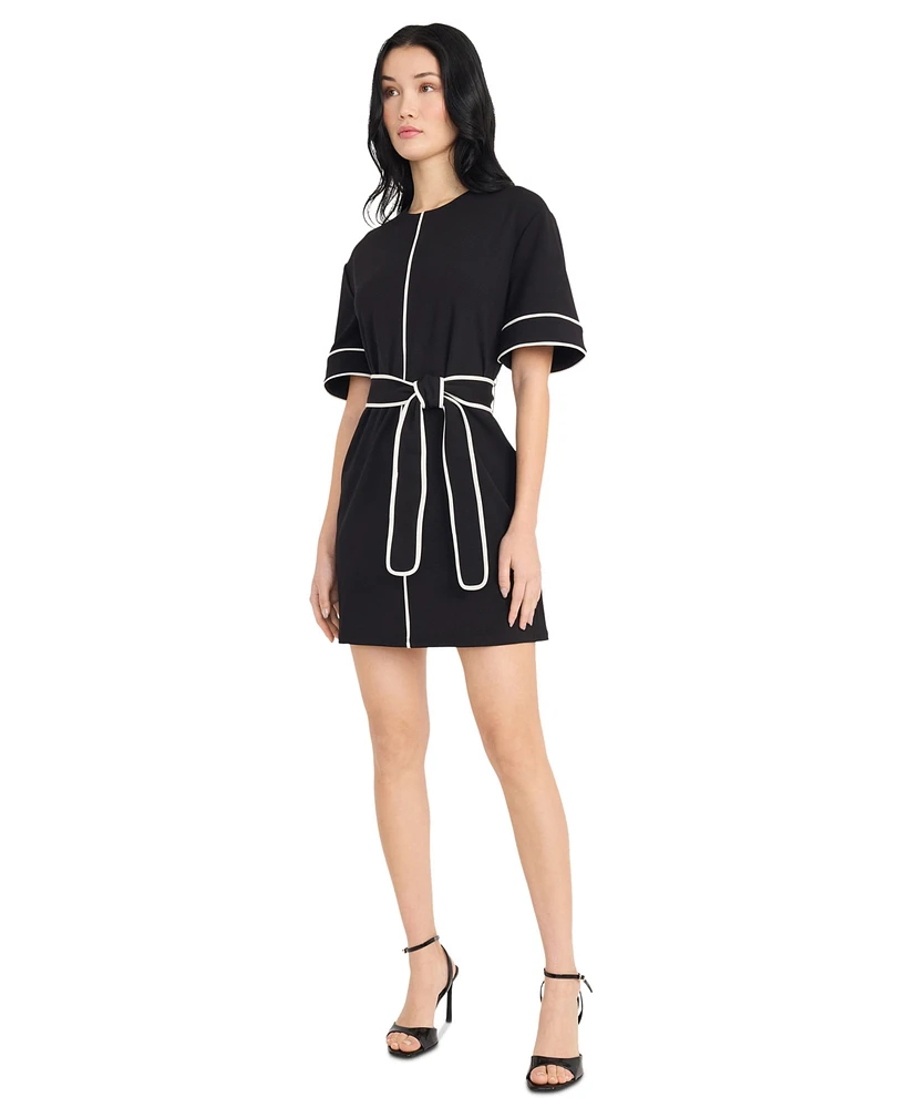 Donna Morgan Women's Belted A-Line Dress