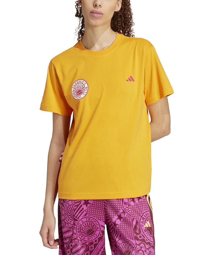 adidas Women's X Farm Rio Cotton Tropical Logo Graphic T-Shirt