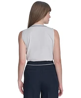 Tommy Hilfiger Women's Ruffle Contrast-Tipped Blouse