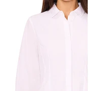 Msk Petite Collared Cotton Button-Front Shirt Dress