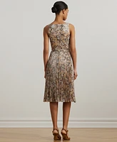 Lauren Ralph Women's Floral Metallic Chiffon Cocktail Dress