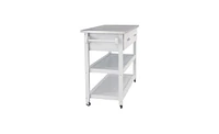 Stainless Steel Table Top White Kicthen Cart With Two Drawers