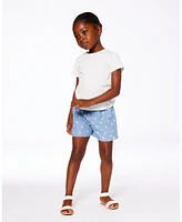 Deux par Big Girls Printed Chambray Short Blue And White Cherries