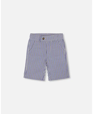 Deux par Toddler Boys Slant Pocket Bermuda Shorts Royal Blue Striped - Toddler|Child