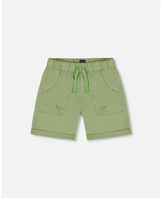 Deux par Deux Baby Boys Stretch Twill Short Green