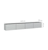 Garden Raised Bed 126"x15.7"x17.7" Galvanized Steel Silver